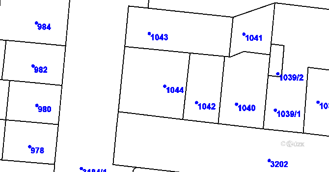 Parcela st. 1044 v KÚ Michle, Katastrální mapa