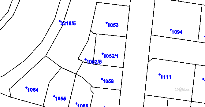 Parcela st. 1052/1 v KÚ Michle, Katastrální mapa