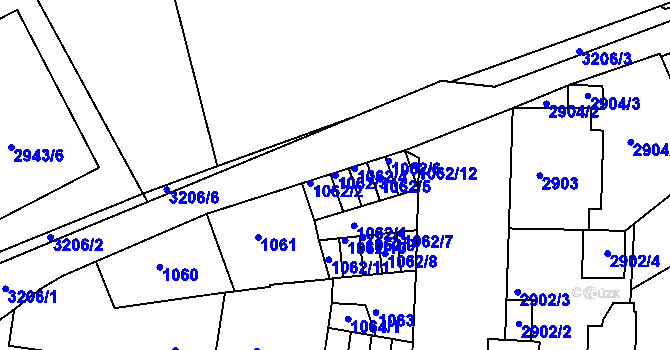Parcela st. 1062/3 v KÚ Michle, Katastrální mapa