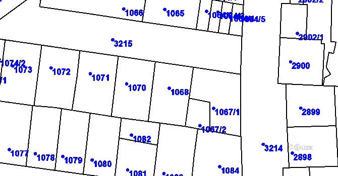 Parcela st. 1068 v KÚ Michle, Katastrální mapa