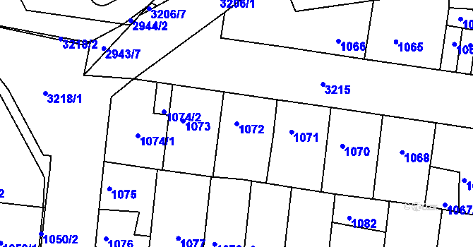Parcela st. 1072 v KÚ Michle, Katastrální mapa