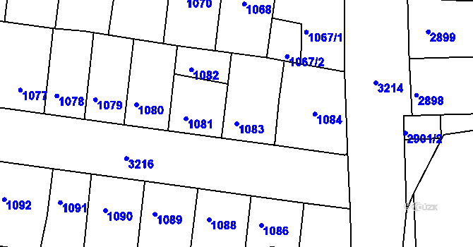 Parcela st. 1083 v KÚ Michle, Katastrální mapa