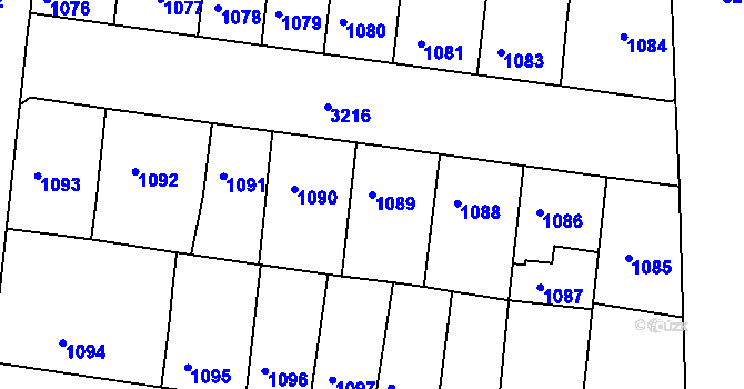Parcela st. 1089 v KÚ Michle, Katastrální mapa