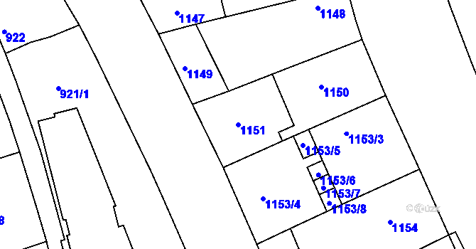 Parcela st. 1151 v KÚ Michle, Katastrální mapa