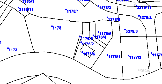 Parcela st. 1176/2 v KÚ Michle, Katastrální mapa