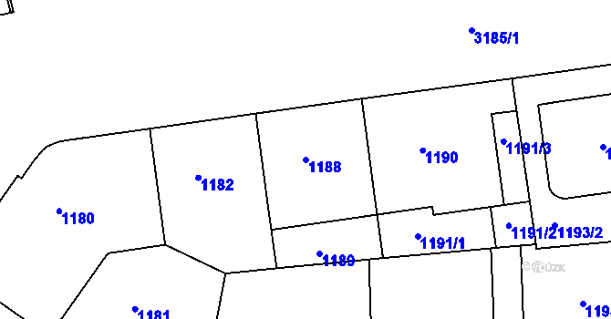 Parcela st. 1188 v KÚ Michle, Katastrální mapa