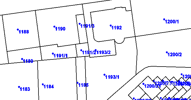 Parcela st. 1193/2 v KÚ Michle, Katastrální mapa