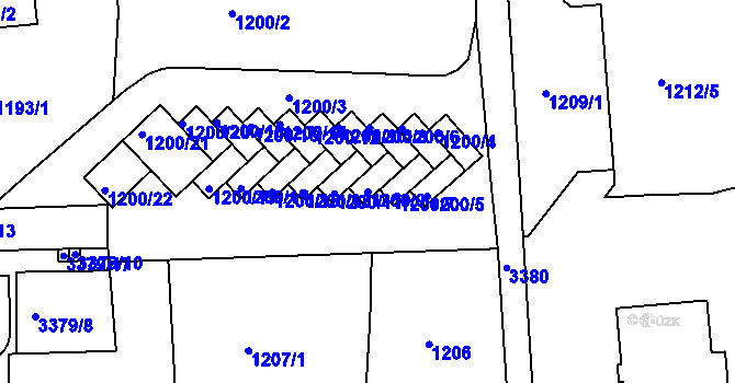 Parcela st. 1200/9 v KÚ Michle, Katastrální mapa