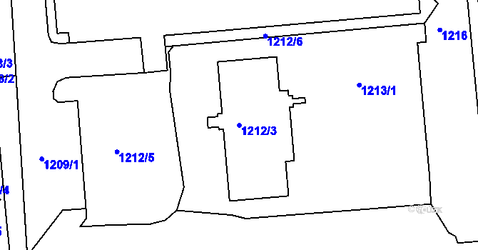 Parcela st. 1212/3 v KÚ Michle, Katastrální mapa