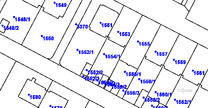 Parcela st. 1554/1 v KÚ Michle, Katastrální mapa