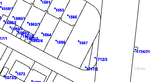 Parcela st. 1567 v KÚ Michle, Katastrální mapa