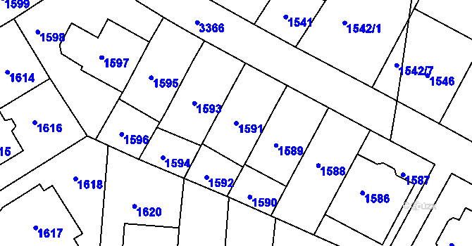 Parcela st. 1591 v KÚ Michle, Katastrální mapa