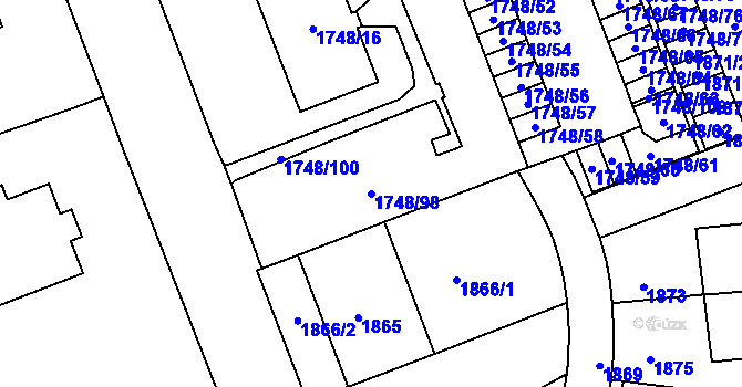 Parcela st. 1748/98 v KÚ Michle, Katastrální mapa