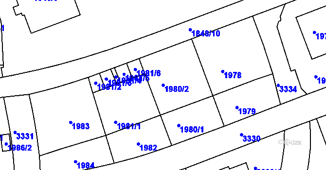 Parcela st. 1980/2 v KÚ Michle, Katastrální mapa