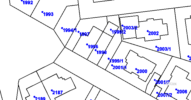 Parcela st. 1998 v KÚ Michle, Katastrální mapa