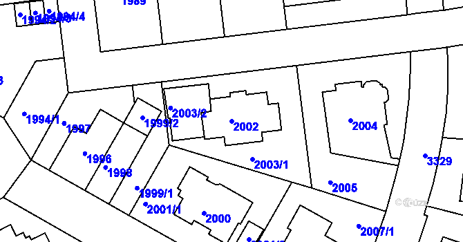 Parcela st. 2002 v KÚ Michle, Katastrální mapa