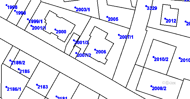 Parcela st. 2006 v KÚ Michle, Katastrální mapa