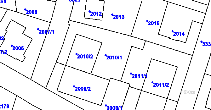 Parcela st. 2010/1 v KÚ Michle, Katastrální mapa