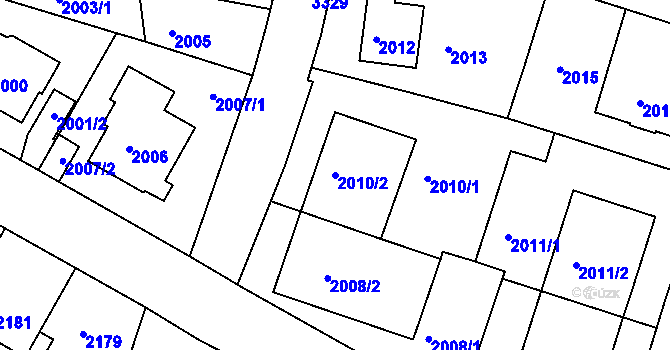 Parcela st. 2010/2 v KÚ Michle, Katastrální mapa