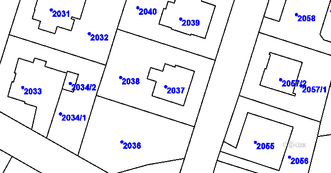 Parcela st. 2037 v KÚ Michle, Katastrální mapa