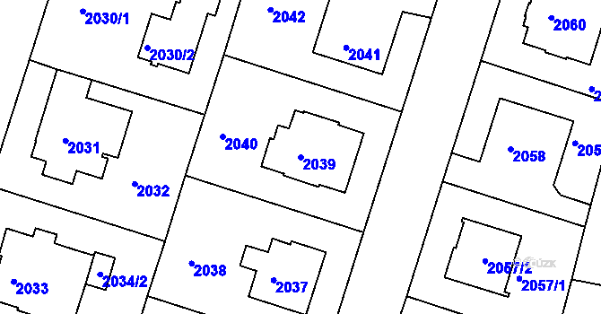 Parcela st. 2039 v KÚ Michle, Katastrální mapa