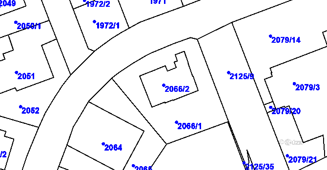 Parcela st. 2066/2 v KÚ Michle, Katastrální mapa