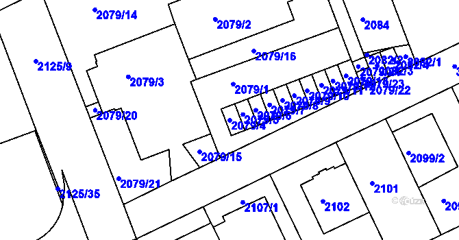 Parcela st. 2079/4 v KÚ Michle, Katastrální mapa
