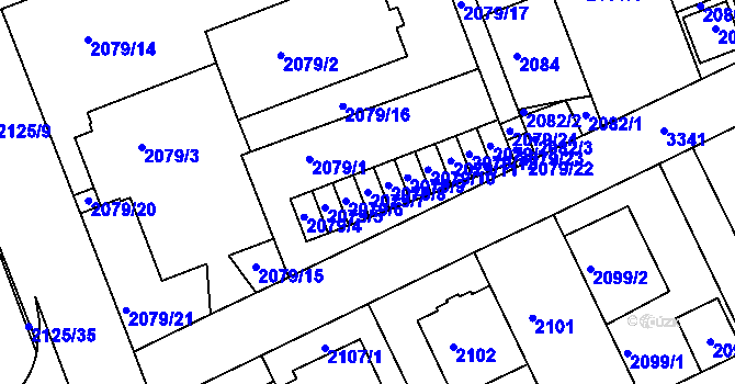 Parcela st. 2079/7 v KÚ Michle, Katastrální mapa