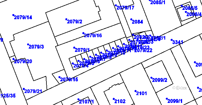 Parcela st. 2079/9 v KÚ Michle, Katastrální mapa