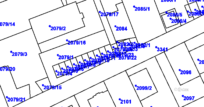 Parcela st. 2079/12 v KÚ Michle, Katastrální mapa