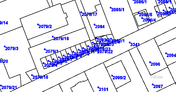 Parcela st. 2079/13 v KÚ Michle, Katastrální mapa