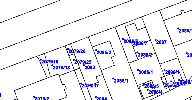 Parcela st. 2085/2 v KÚ Michle, Katastrální mapa