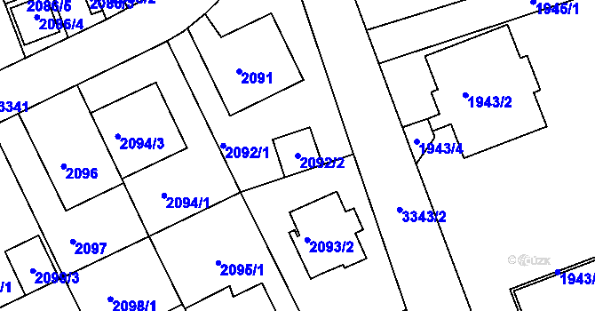 Parcela st. 2092/2 v KÚ Michle, Katastrální mapa