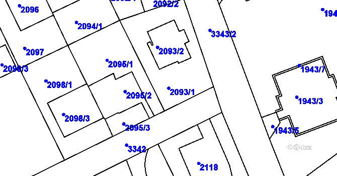 Parcela st. 2093/1 v KÚ Michle, Katastrální mapa