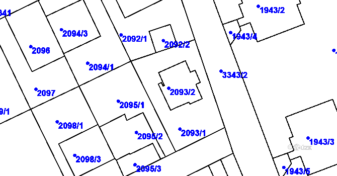 Parcela st. 2093/2 v KÚ Michle, Katastrální mapa