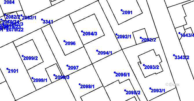 Parcela st. 2094/1 v KÚ Michle, Katastrální mapa