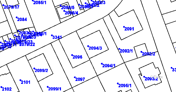 Parcela st. 2094/3 v KÚ Michle, Katastrální mapa