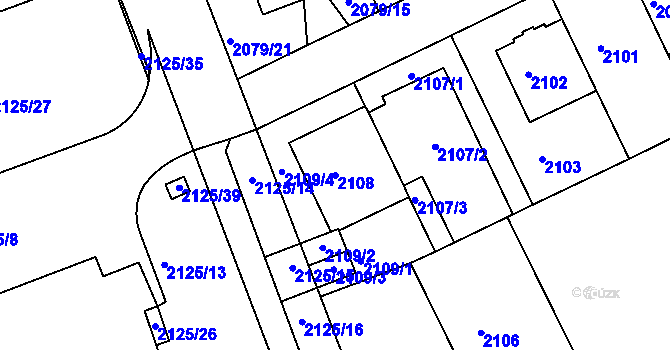 Parcela st. 2108 v KÚ Michle, Katastrální mapa