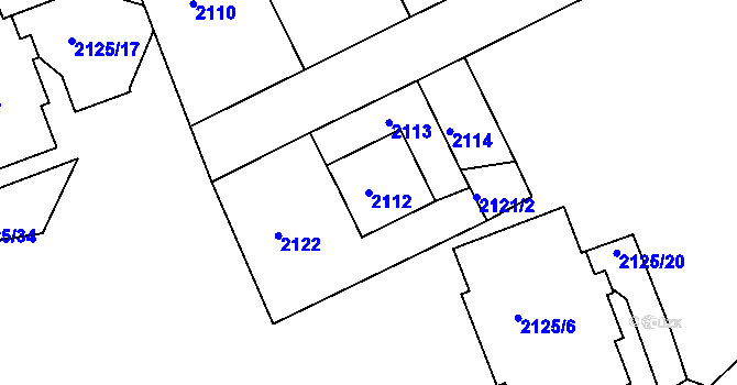 Parcela st. 2112 v KÚ Michle, Katastrální mapa