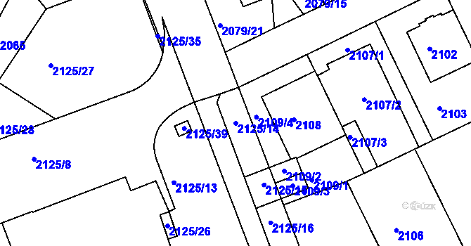 Parcela st. 2125/14 v KÚ Michle, Katastrální mapa