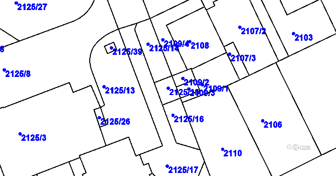 Parcela st. 2125/15 v KÚ Michle, Katastrální mapa