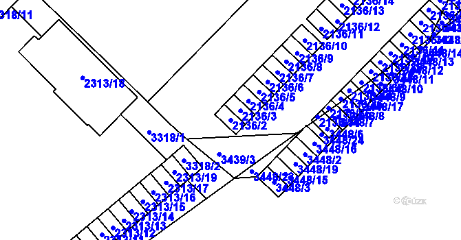 Parcela st. 2136/2 v KÚ Michle, Katastrální mapa