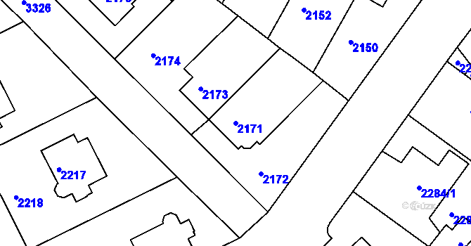Parcela st. 2171 v KÚ Michle, Katastrální mapa