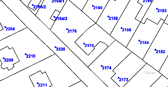 Parcela st. 2175 v KÚ Michle, Katastrální mapa