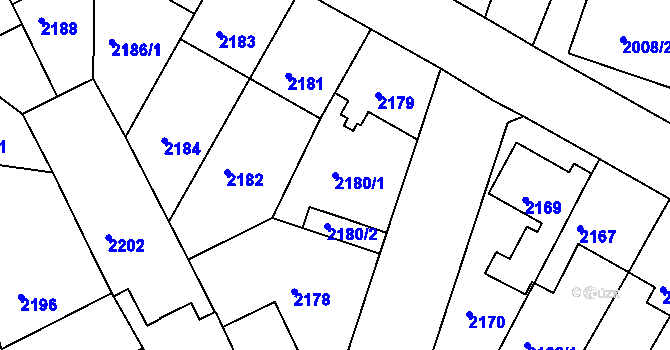 Parcela st. 2180/1 v KÚ Michle, Katastrální mapa