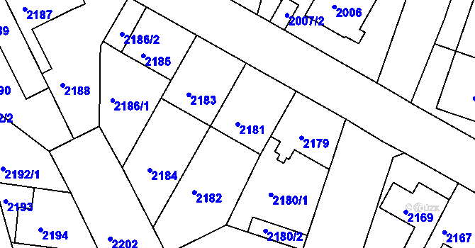 Parcela st. 2181 v KÚ Michle, Katastrální mapa