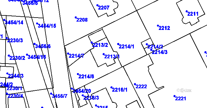 Parcela st. 2213/1 v KÚ Michle, Katastrální mapa
