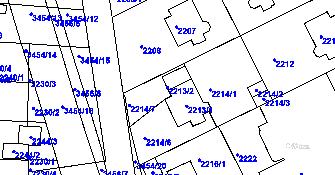 Parcela st. 2213/2 v KÚ Michle, Katastrální mapa