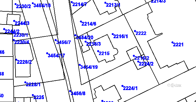 Parcela st. 2215 v KÚ Michle, Katastrální mapa