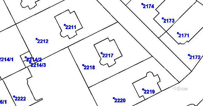 Parcela st. 2217 v KÚ Michle, Katastrální mapa